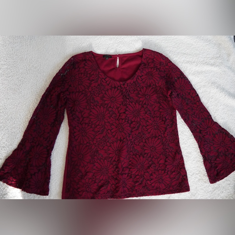 Talbots Elegant Burgundy Lace Women’s Top